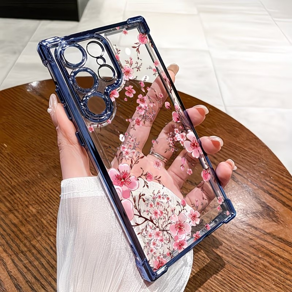 Phone Cases Galaxy S26 Ultra - Kirschblüten Galvanisierte Vier-Ecken-Sturzsichere Handyhülle für Samsung