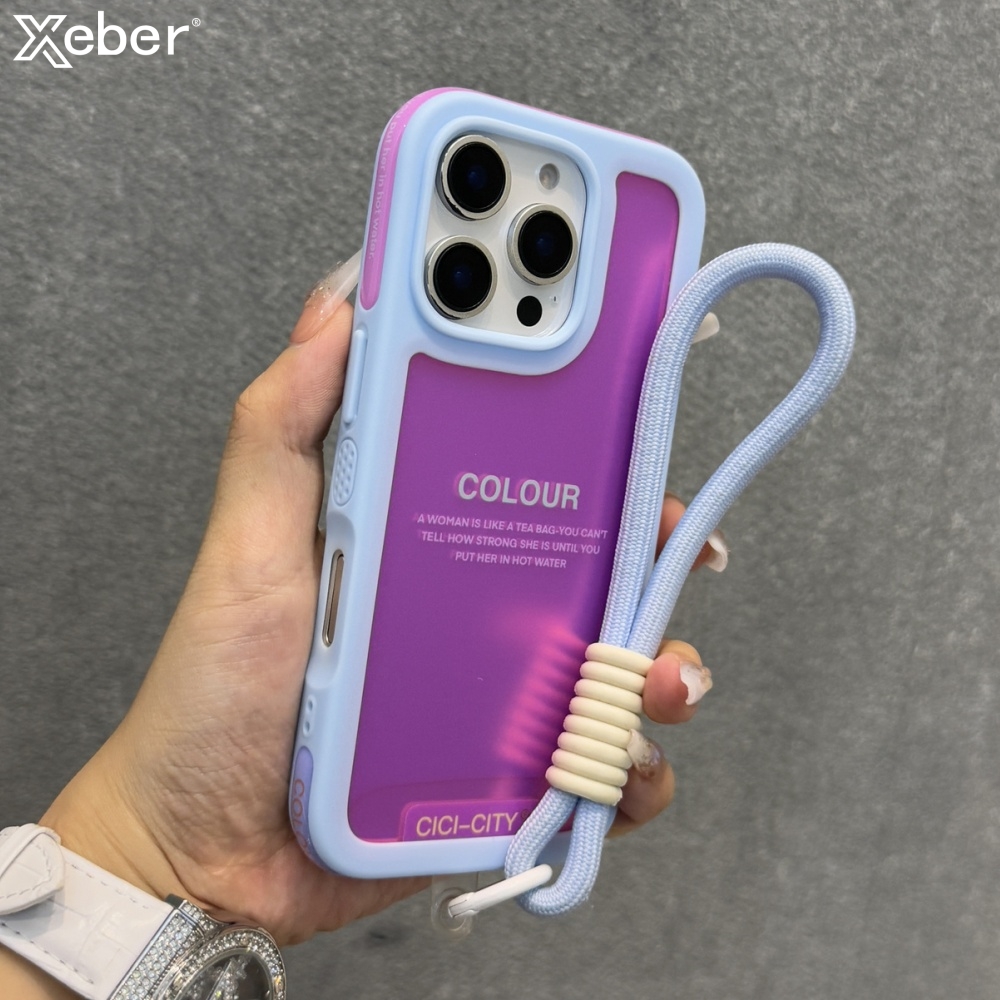 Matte Frosted Case - Candy Kontrastfarbe Laser Handschlaufe Hülle für
