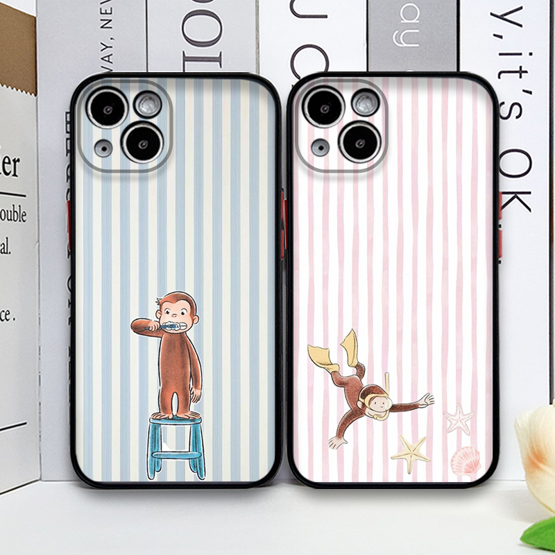 Phone Cases Xs Iphone - Cartoon Gestreifter Affe mit Katze Handyhülle